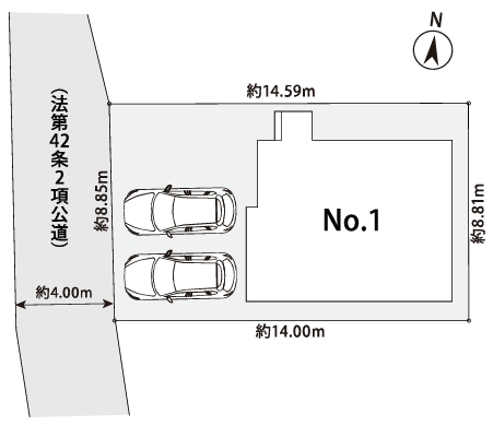 町田市小山町の新築戸建ての区画図の写真