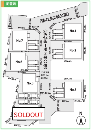 町田市小山町の新築戸建ての5号棟の区画図の写真