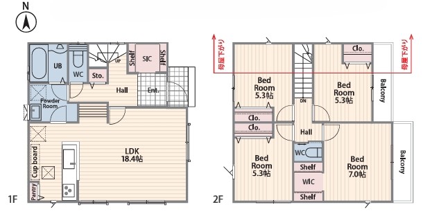 町田市小山町の新築戸建ての6号棟の間取図の写真