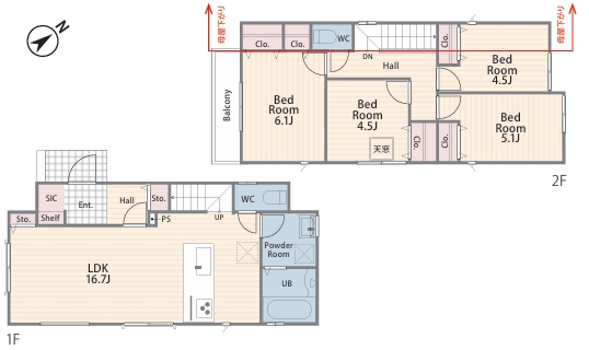 町田市真光寺1丁目の新築戸建ての間取図の写真