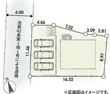 町田市玉川学園4丁目の新築戸建ての区画図の写真