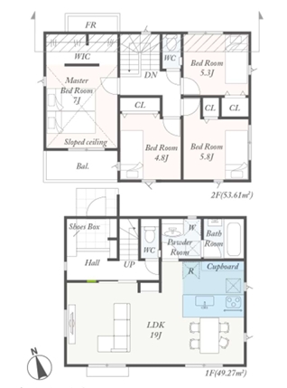 町田市玉川学園4丁目の新築戸建ての間取図の写真