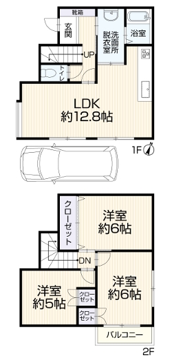 相模原市中央区光が丘1丁目の中古戸建ての区画図の写真