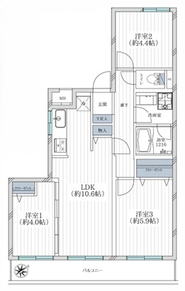 相模原市中央区共和1丁目の中古マンションの間取図の写真