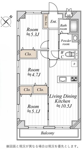 相模原市中央区相模原2丁目の中古マンションの間取図の写真