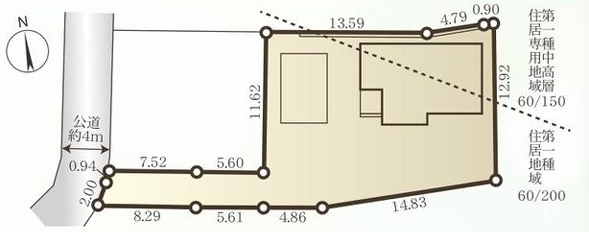 相模原市中央区田名の中古戸建ての区画図の写真