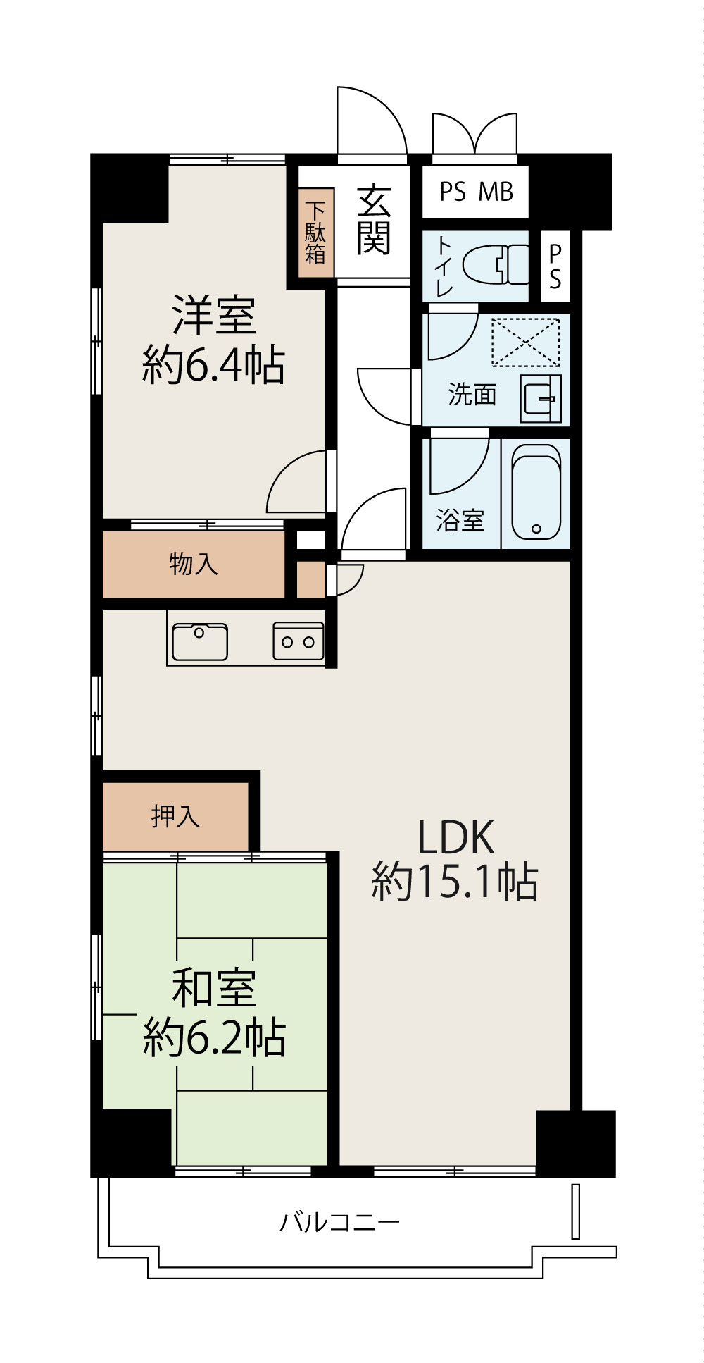 相模原市中央区矢部1丁目の中古マンションの間取図の写真