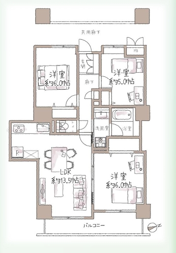 相模原市緑区橋本6丁目の中古マンションの間取図の写真