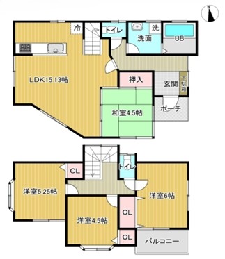 相模原市緑区町屋2丁目の中古戸建ての間取図の写真