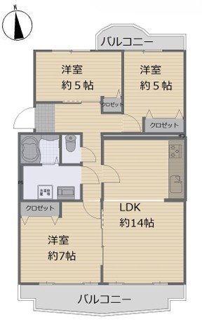 相模原市緑区元橋本町の中古マンションの間取図の写真
