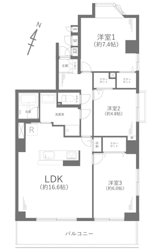 相模原市南区東林間3丁目の中古マンションの間取図の写真