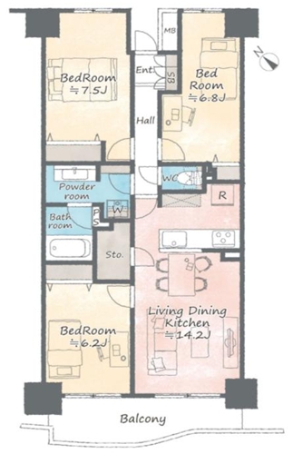 相模原市南区上鶴間本町3丁目の中古マンションの間取図の写真