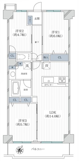 相模原市南区上鶴間本町6丁目の中古マンションの間取図の写真