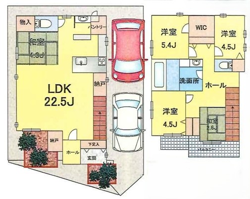 相模原市南区御園3丁目の中古戸建ての間取図の写真