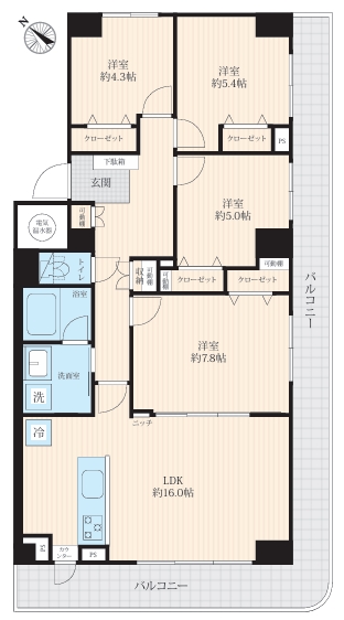 相模原市南区大野台6丁目の中古マンションの間取図の写真