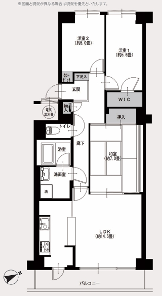 相模原市南区大野台6丁目の中古マンションの間取図の写真