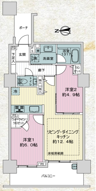 相模原市南区相模大野7丁目の中古マンションの間取図の写真