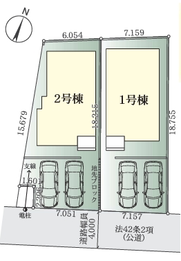 八王子市東中野の新築戸建て2号棟の区画図の写真