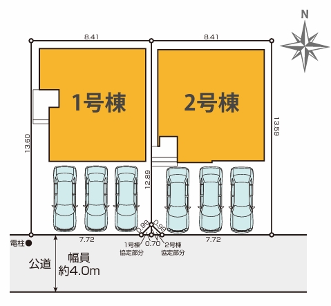 八王子市富士見町の新築戸建て2号棟の区画図の写真