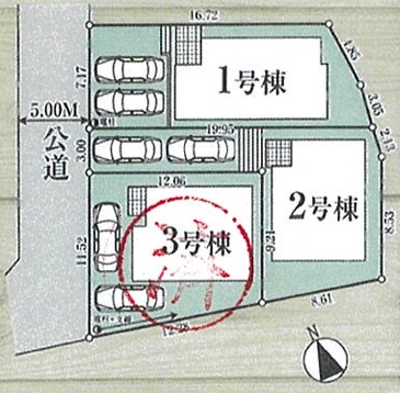 八王子市石川町の新築戸建て1号棟の区画図の写真