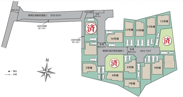 八王子市石川町の新築戸建て15号棟の区画図の写真