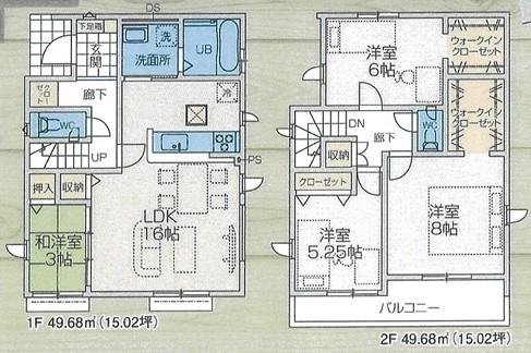 八王子市石川町の新築戸建て2号棟の間取図の写真