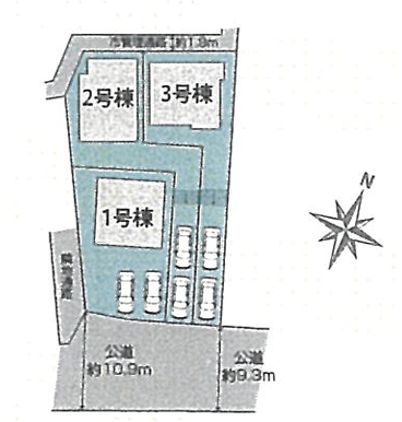 八王子市石川町の新築戸建て3号棟の区画図の写真
