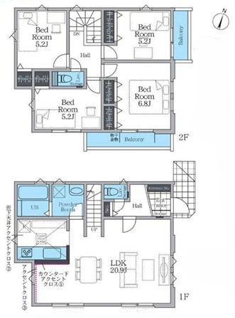 八王子市小比企町の新築戸建て2号棟の間取図の写真