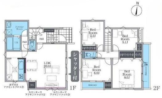 八王子市小比企町の新築戸建て3号棟の間取図の写真