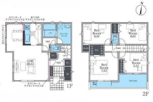 八王子市小比企町の新築戸建て4号棟の間取図の写真