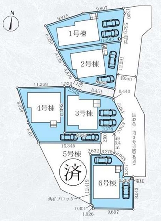 八王子市小比企町の新築戸建て6号棟の区画図の写真