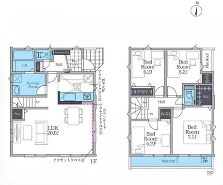 八王子市小比企町の新築戸建て6号棟の間取図の写真