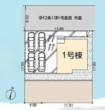 八王子市久保山町の新築戸建ての区画図の写真