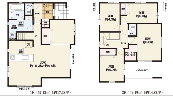八王子市丸山町の新築戸建ての間取図の写真