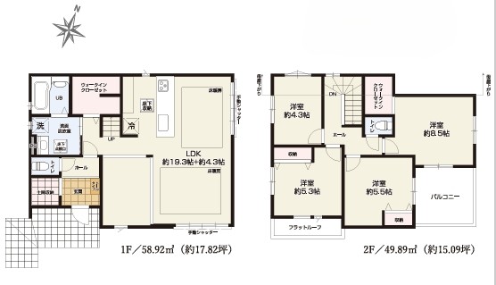 八王子市めじろ台3丁目の新築戸建ての間取図の写真