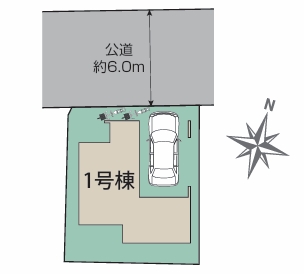 相模原市中央区千代田6丁目の新築戸建ての区画図の写真