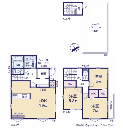 相模原市中央区中央3丁目の新築戸建て2号棟の間取図の写真