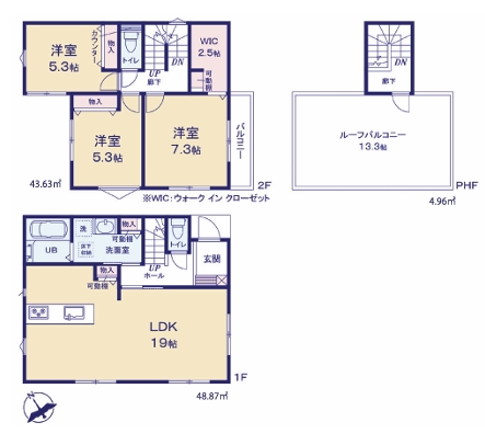 相模原市中央区中央3丁目の新築戸建て3号棟の間取図の写真