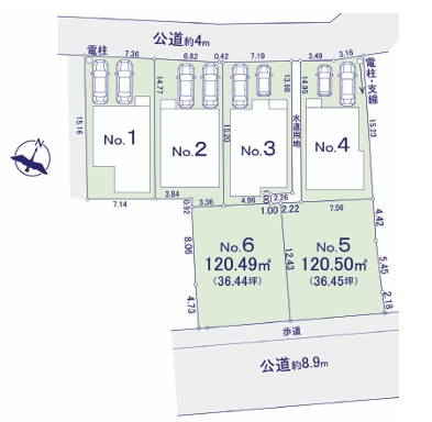 相模原市中央区上溝2丁目の新築戸建て2号棟の区画図の写真
