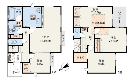 相模原市中央区宮下本町1丁目の新築戸建ての間取図の写真