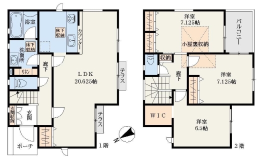 相模原市中央区宮下本町1丁目の新築戸建ての間取図の写真