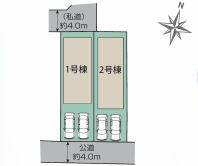 相模原市中央区陽光台5丁目の新築戸建て1号棟の区画図の写真