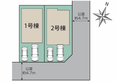 相模原市中央区陽光台5丁目の新築戸建て2号棟の区画図の写真