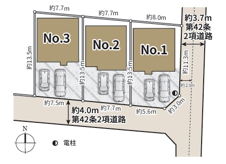 相模原市緑区相原6丁目の新築戸建て2号棟の区画図の写真