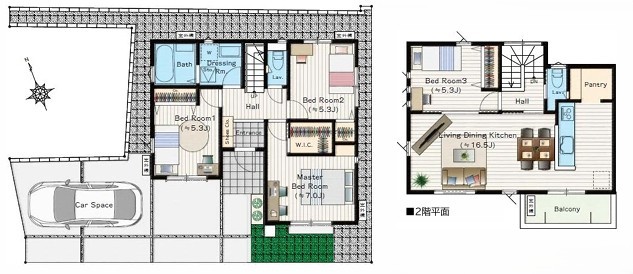 相模原市緑区東橋本3丁目の新築戸建て2号棟の間取図の写真