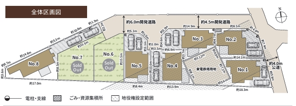 相模原市緑区東橋本4丁目の新築戸建て5号棟の区画図の写真