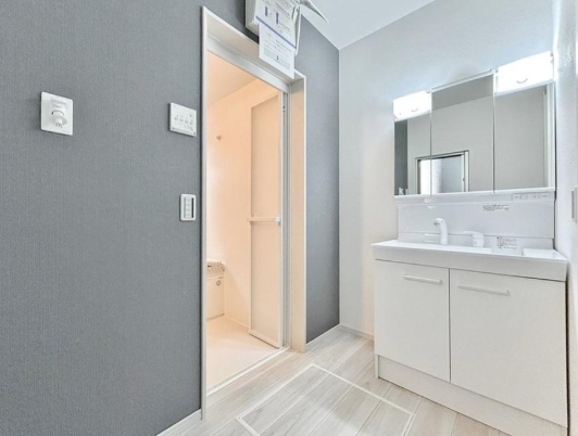 相模原市南区文京1丁目の新築戸建ての洗面化粧台の写真