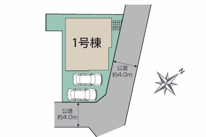 相模原市南区東大沼2丁目の新築戸建ての区画図の写真