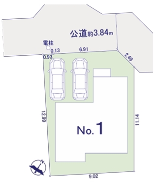 相模原市南区南台5丁目の新築戸建ての区画図の写真