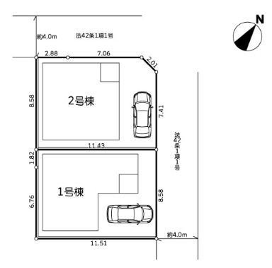 相模原市南区大野台2丁目の新築戸建て2号棟の区画図の写真
